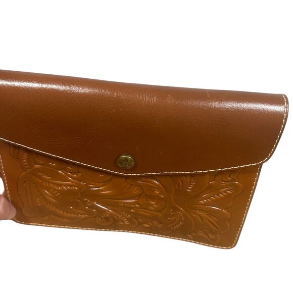 NWT Patricia Nash Women's Mini Tech Portfolio Brown Leather Embossed Design - Picture 4 of 8